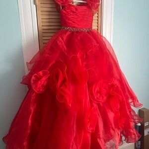 Rachel Allan Vibrant Red Kids pageant Dress